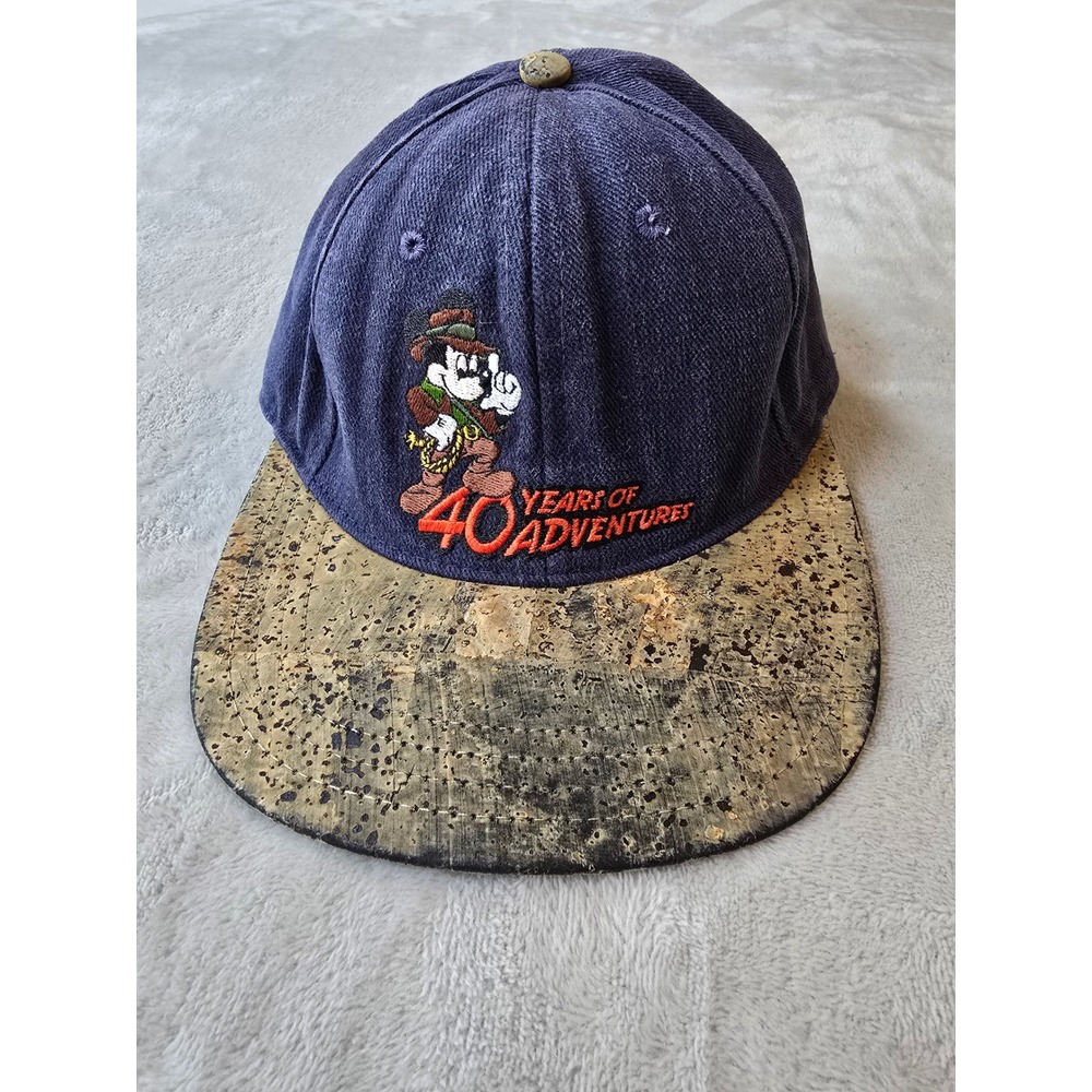 Vintage Disneyland Mickey Indian Jones Hat Cap Strapback Cork 40 Years 1995 Read